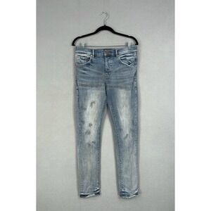 Purple Brand Skinny Jeans Womens 10 Blue Distressed Repaired Stitching Denim